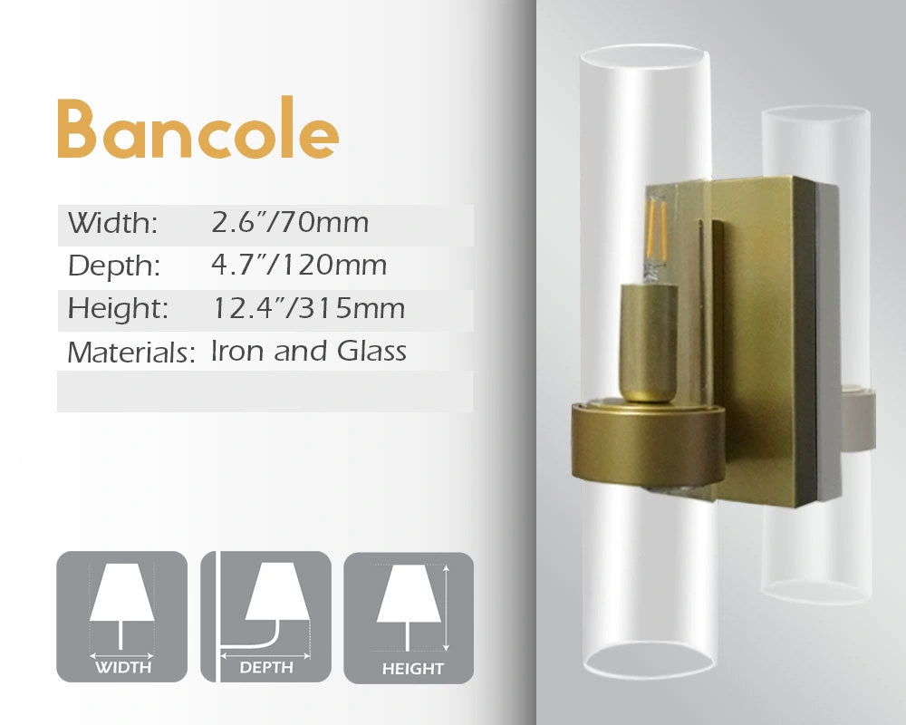 Glass and iron make up the width, depth, and height of the Bancole mirror lamp from Ajman.