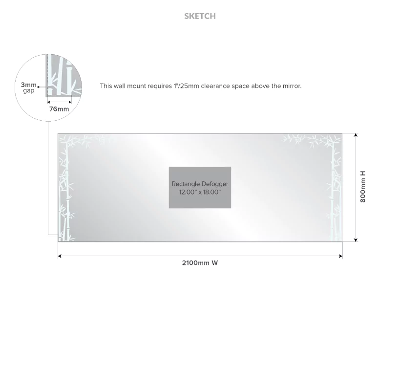 Oman arch shaped vanity mirror with LED lights, mirror descriptions, and a defogger in the middle.
