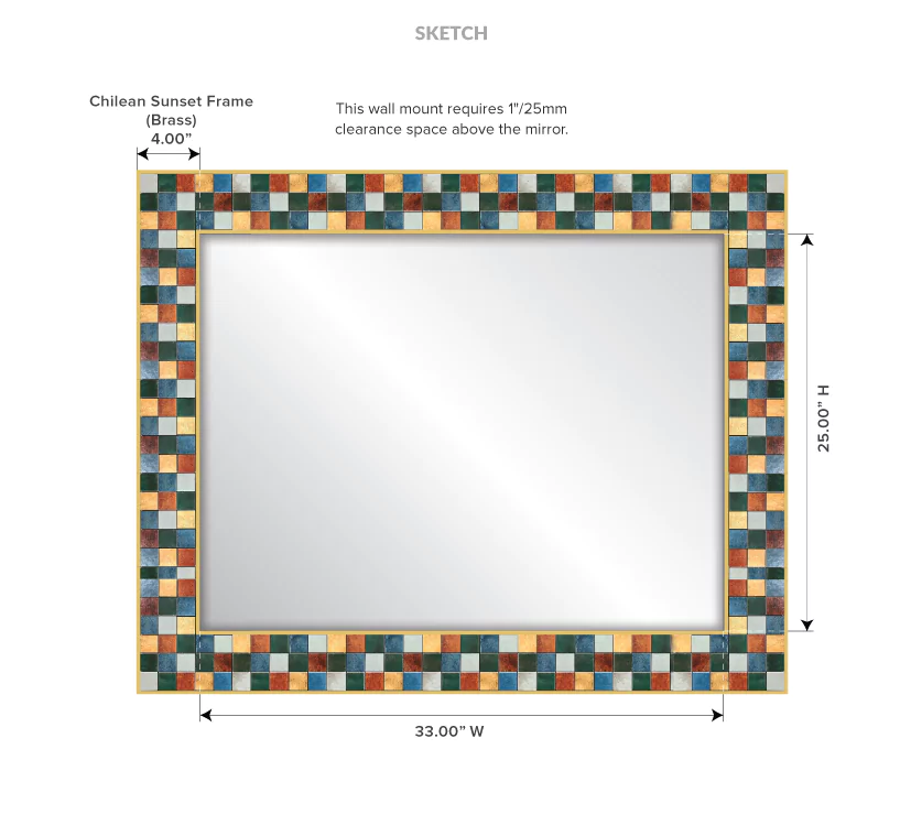 Lengthy rectangular energy efficient mirror with descriptions and measurements in Oman.