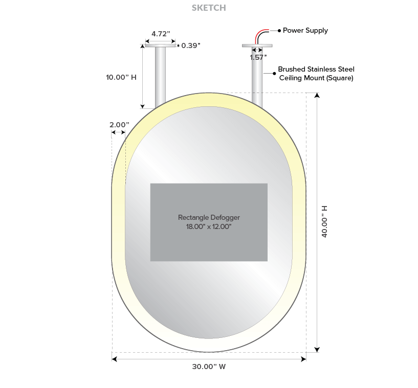 Oman Grand Mirrors Lux sizing with multicolour LED lights option and a brushed stainless steel frame.