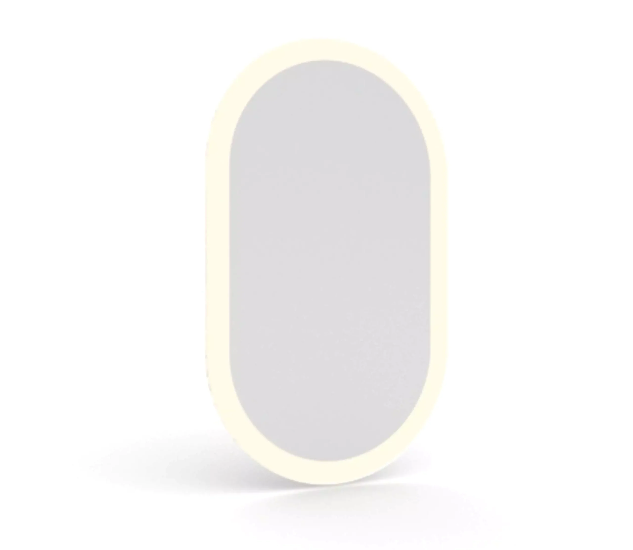 Oval made to order bathroom mirror featured on a plain white background in Kuwait.