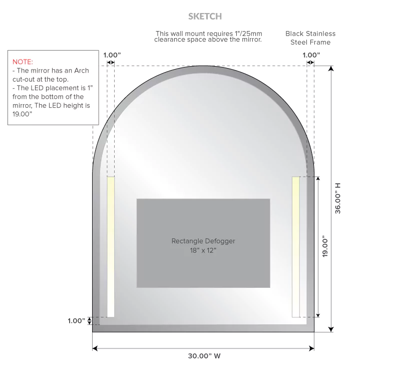Lighted Mirror in Mexican courtyard mosaic frame with measurements in Qatar.