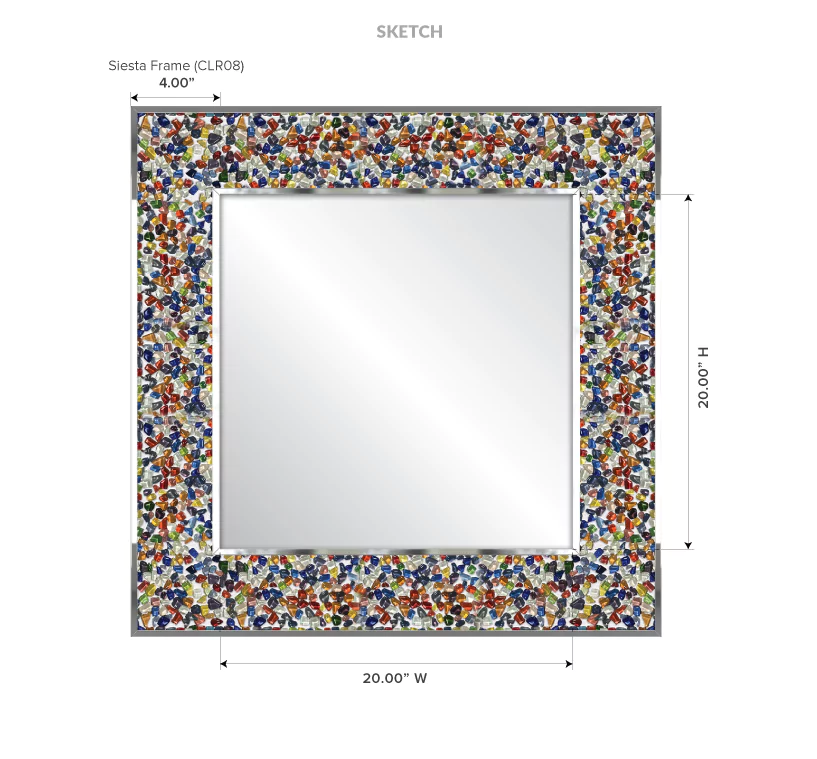 Trifold energy efficient mirror with measurements displayed on a white background in Qatar.