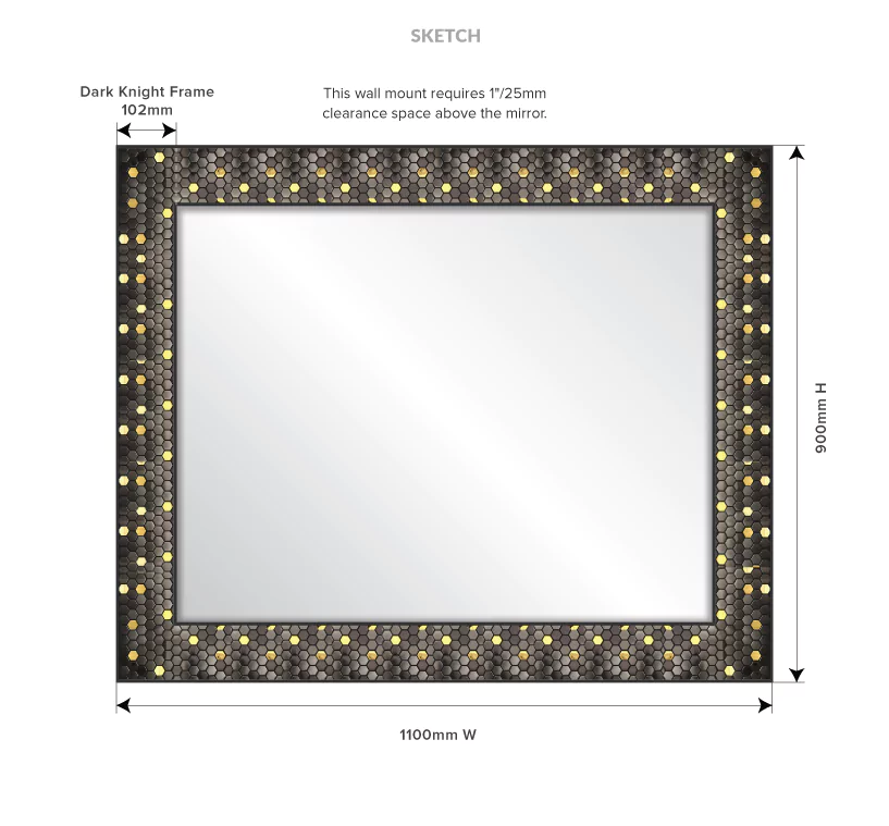 Round vanity mirrors with measurements and descriptions on a white background in Abu Dhabi.
