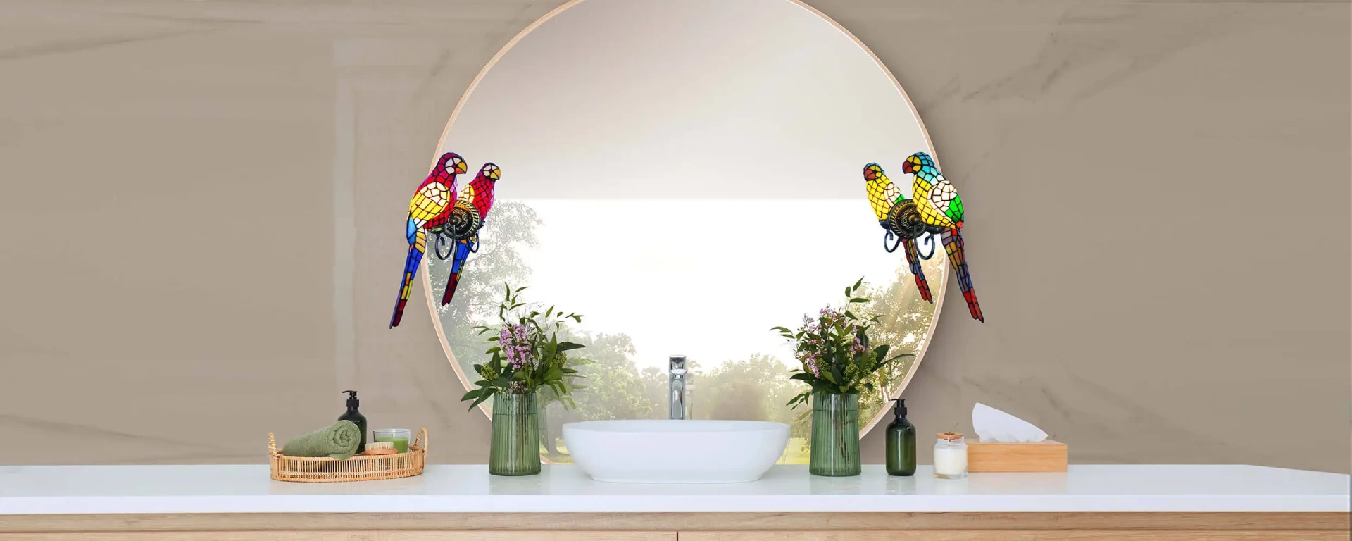 Mirrors around a white basin with a gorgeous Terzo versatile mirror on the side from Ajman.