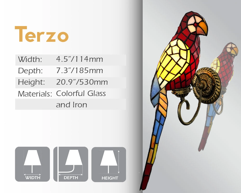 The breadth, depth, and height of the Terzo mirror lamp consist of vibrant glass and iron in Dubai.