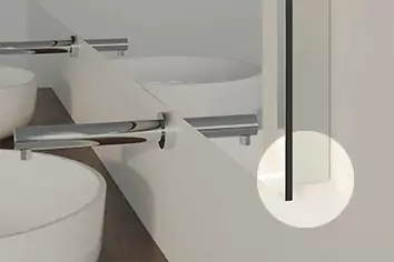 Thinnest energy efficient mirror with one to two inches depth on a white concrete wall within Oman.