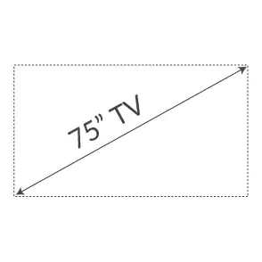Drawing of 75-inches TV screen.