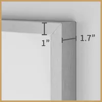 Brushed stainless steel frame with 1 inch of width and 1.7 inches of depth.