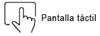 Icono indicador de pantalla táctil con fondo blanco en el televisor espejo inteligente de Chepo.