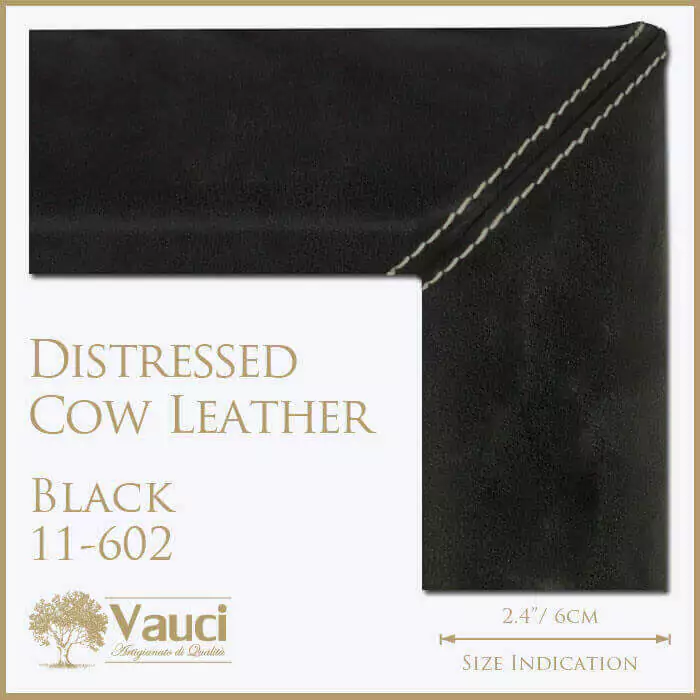 Distressed leather black frame design.