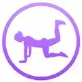 Daily Butt Workout logo with purple icon of a person doing a donkey kick exercise inside a circle.