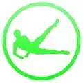 Daily Leg Workout logo is a green silhouette of a person exercising inside a green circular outline.
