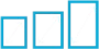 Three different sizes icon of fitness mirror in blue rectangles with double-headed arrows inside.
