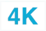 Four thousand pixels resolution icon with sky blue caption and plain white background.