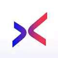Aaptiv application logo with a blue curve line and a curve line with red and blue facing each other.