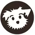 Down Dog logo is a circle with a brown background featuring a white outline of a dog.