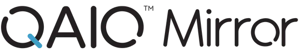 QAIO Mirror logo in black.