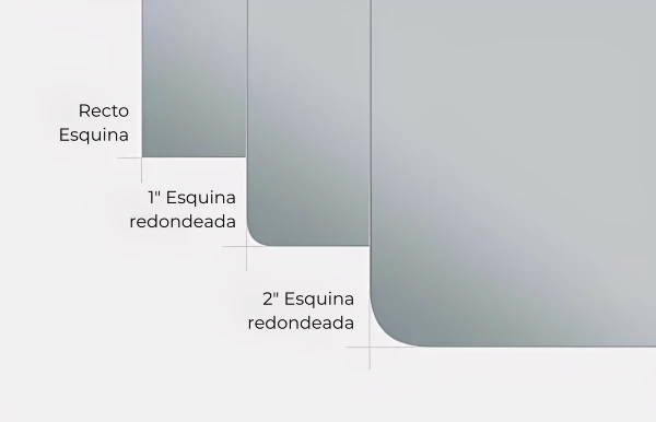 Smart mirror TV with straight and rounded corners that has 1 and 2 inches options.
