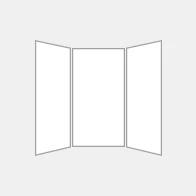 Sketch of the trifold shape at the center that has twelve sides with a plain gray backdrop.