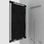 Back view of smart mirror wall mount and a gray wall with brackets.