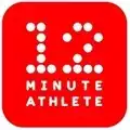 12 minute athlete logo with the text minute athlete in red box and white dots forming a number 12.