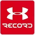 Red backdrop with white capital letters spelling out record in the Under Armour logo.