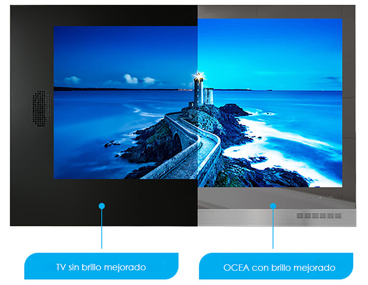 Excelente calidad de imagen en 4K HD en los modelos de TV de baño Ocea Pro Smart Touch 280 y superiores.