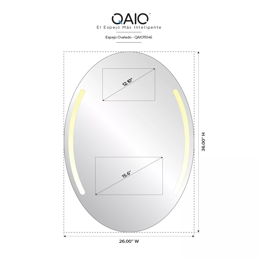 QAIO Ovalado 26″ de ancho x 36″ de alto, con TV de 15.6″ (QAIO11045)