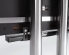 Cable management bar mounted behind a TV thumbnail.
