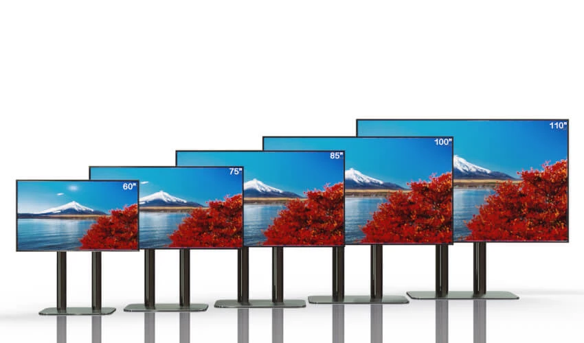 TVs with different screen sizes.