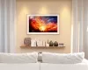 Preview of vibrant modern artwork display on a smart TV in a cozy living room setup.